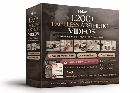 1,200+ Faceless Aesthetic Video Bundle (Canva Editable) – Create Viral Reels, Grow Fast, Sell Without Showing Your Face